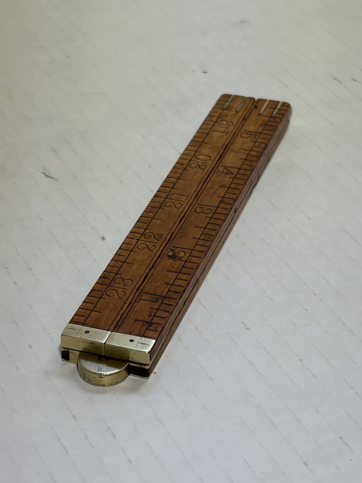 Vintage Stanley Rule & Level No.61 Boxwood & Brass Folding Ruler USA