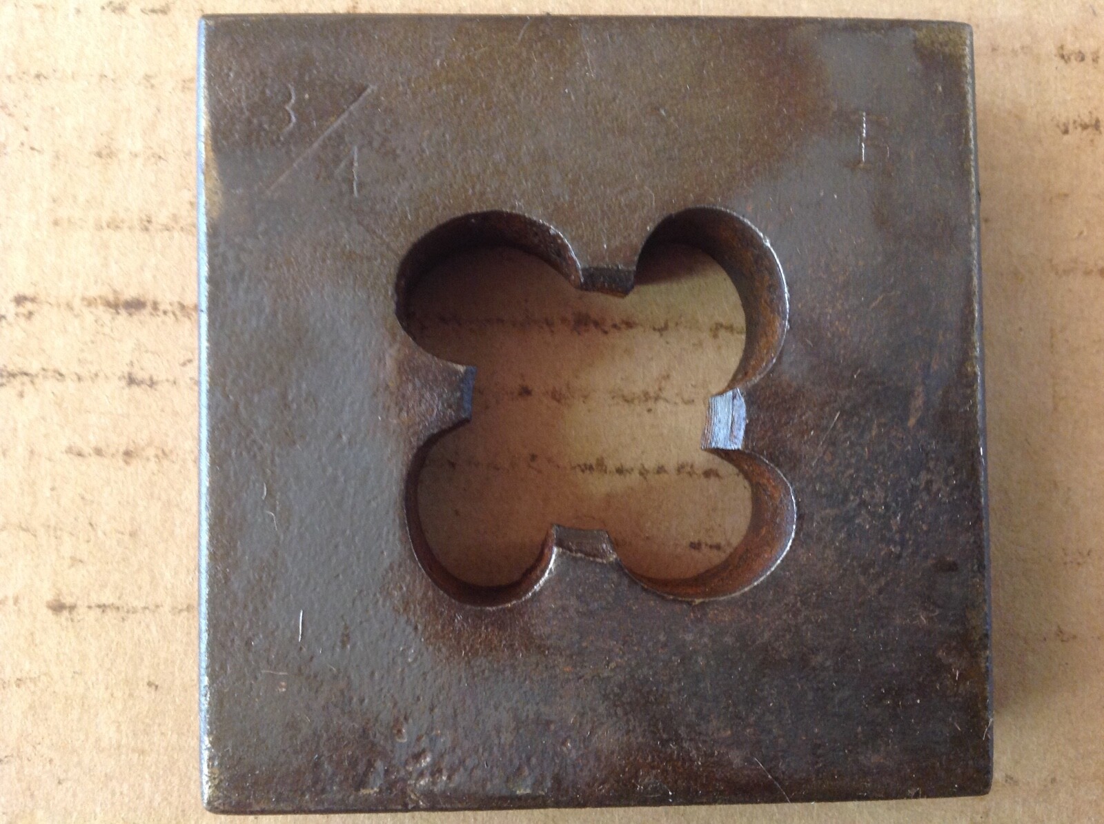 Vintage Pipe Dies, 3″ square, 1/4, 1/2, 3/4, 1″ sizes, lot of 4