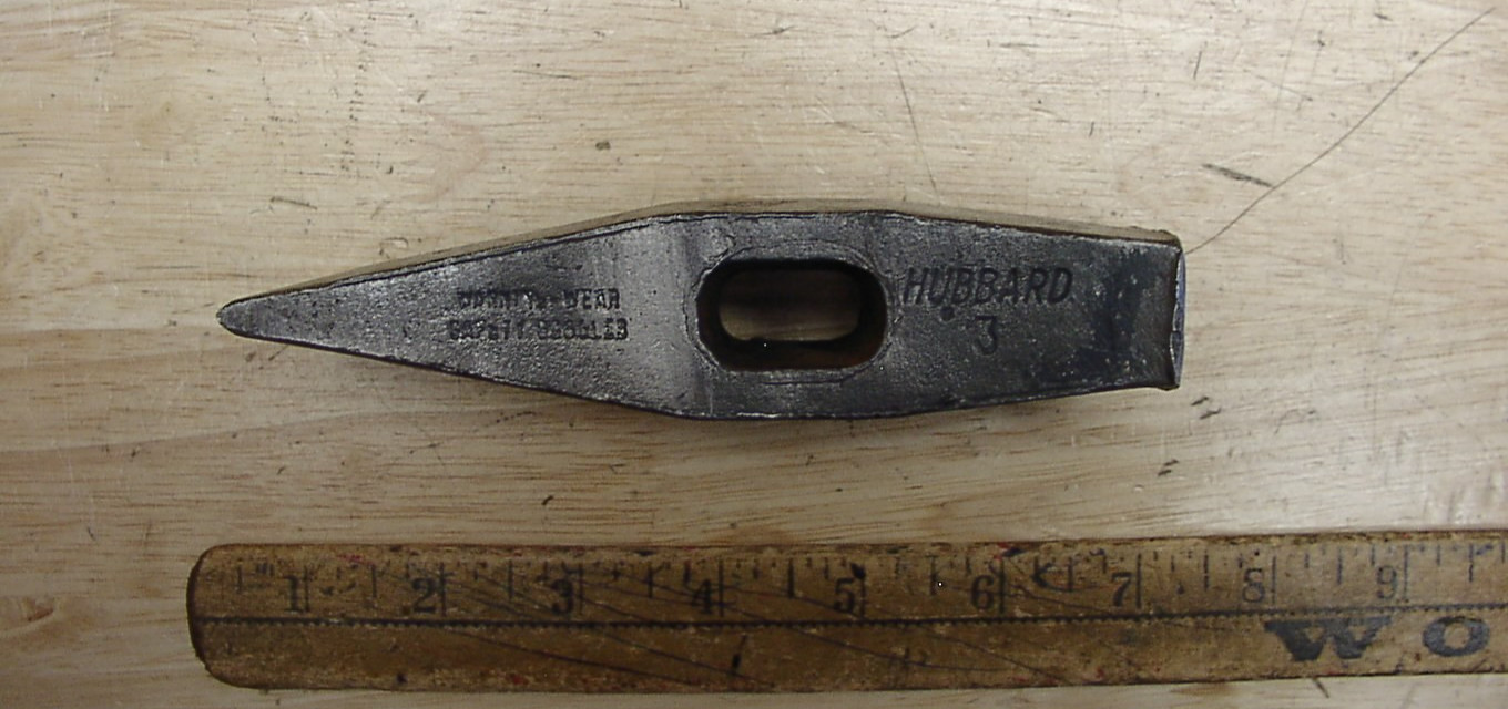 Old Used Tools,Vintage Hubbard 3lb. Straight Peen Hammer Head,6″,VGC,L@@K!
