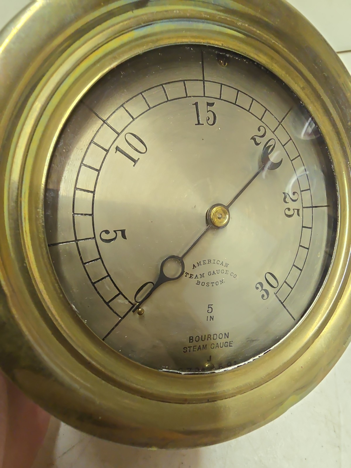 Antique American Steam Gauge Co 30LB Bourdon Steam Valve Gauge