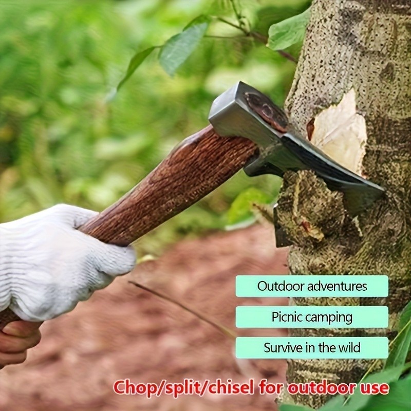 A Versatile Carbon Steel Battle Axe with Wooden Handle