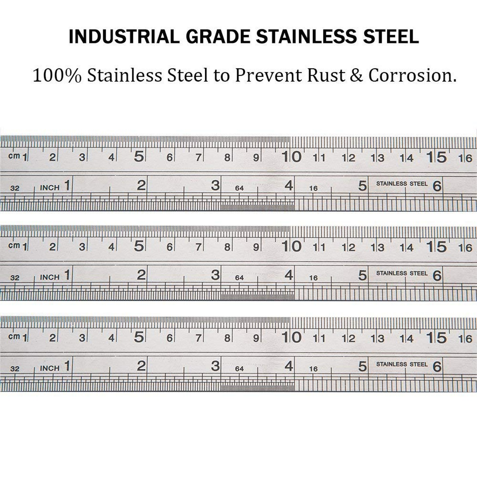 ZZTX Metal Ruler 16 Inches Stainless Steel 2 Pack | Rust-proof, Straight edge, P
