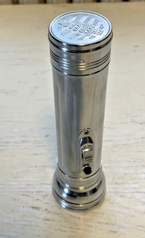Eveready Chrome Retro Flashlight 2 D Batteries Metal