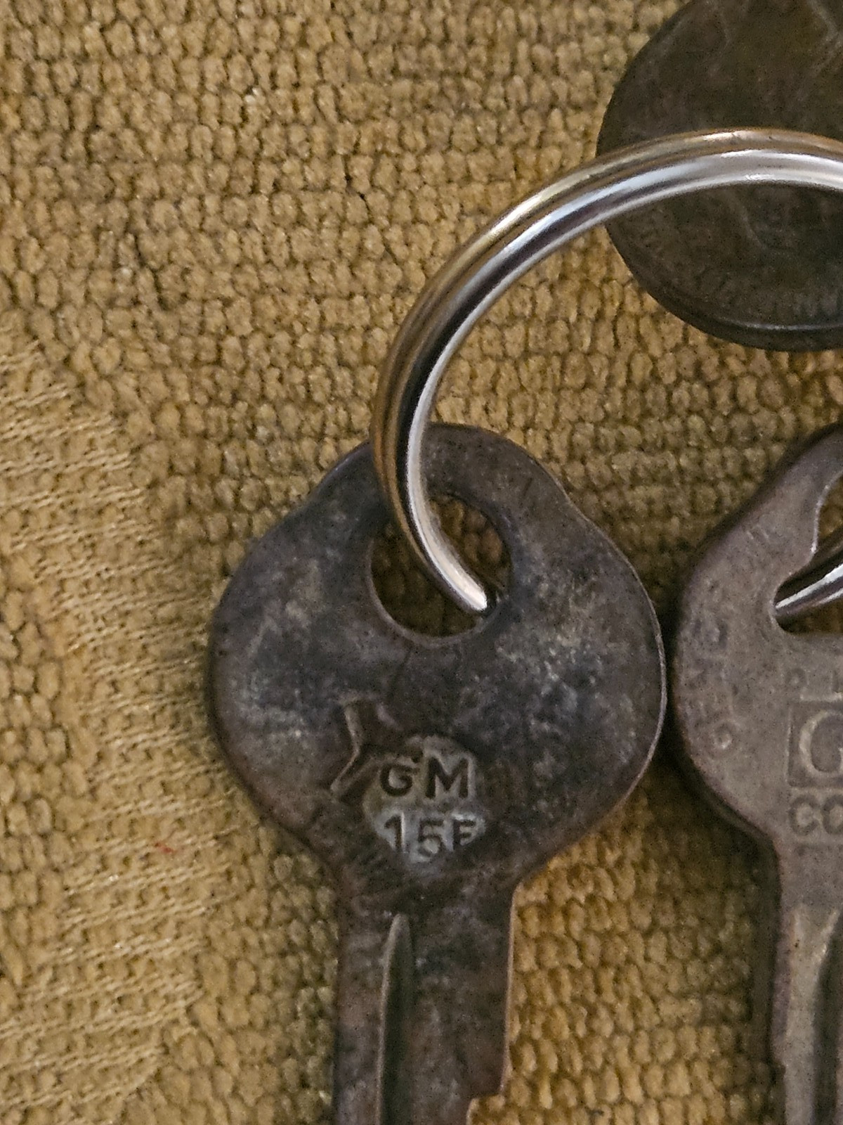 1940s 1950s General Motors GM Key Lot of 2 Vintage Car Keys Plus 1940 Nickel