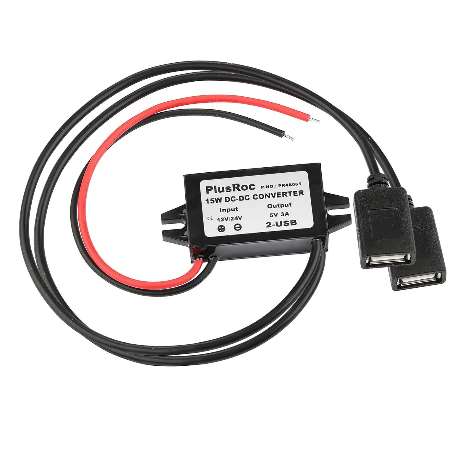 PlusRoc Waterproof DC 12V/24V to 5V 3A Buck Converter, Dual USB Output | Stable