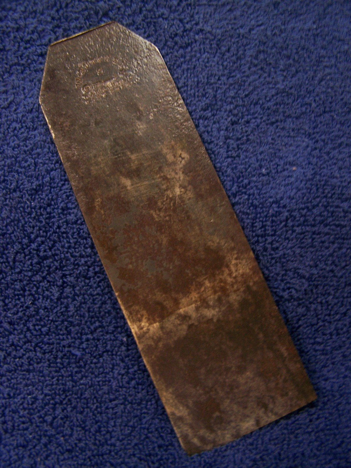 W Butcher Warranted Cast Steel 2.5” x 7.75″ Plane Blade No. 9, Clean Edge, Nice