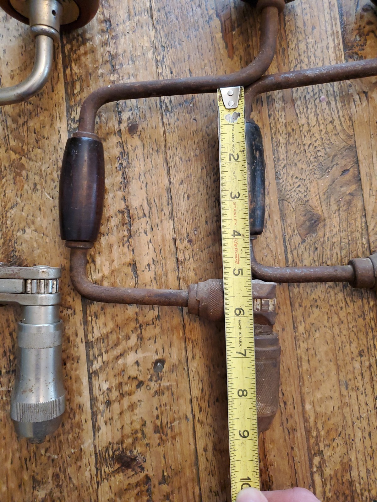 Vintage Lot Of 3 Ratcheting Drill Braces Stanley Millers Falls Simmons Sure Grip