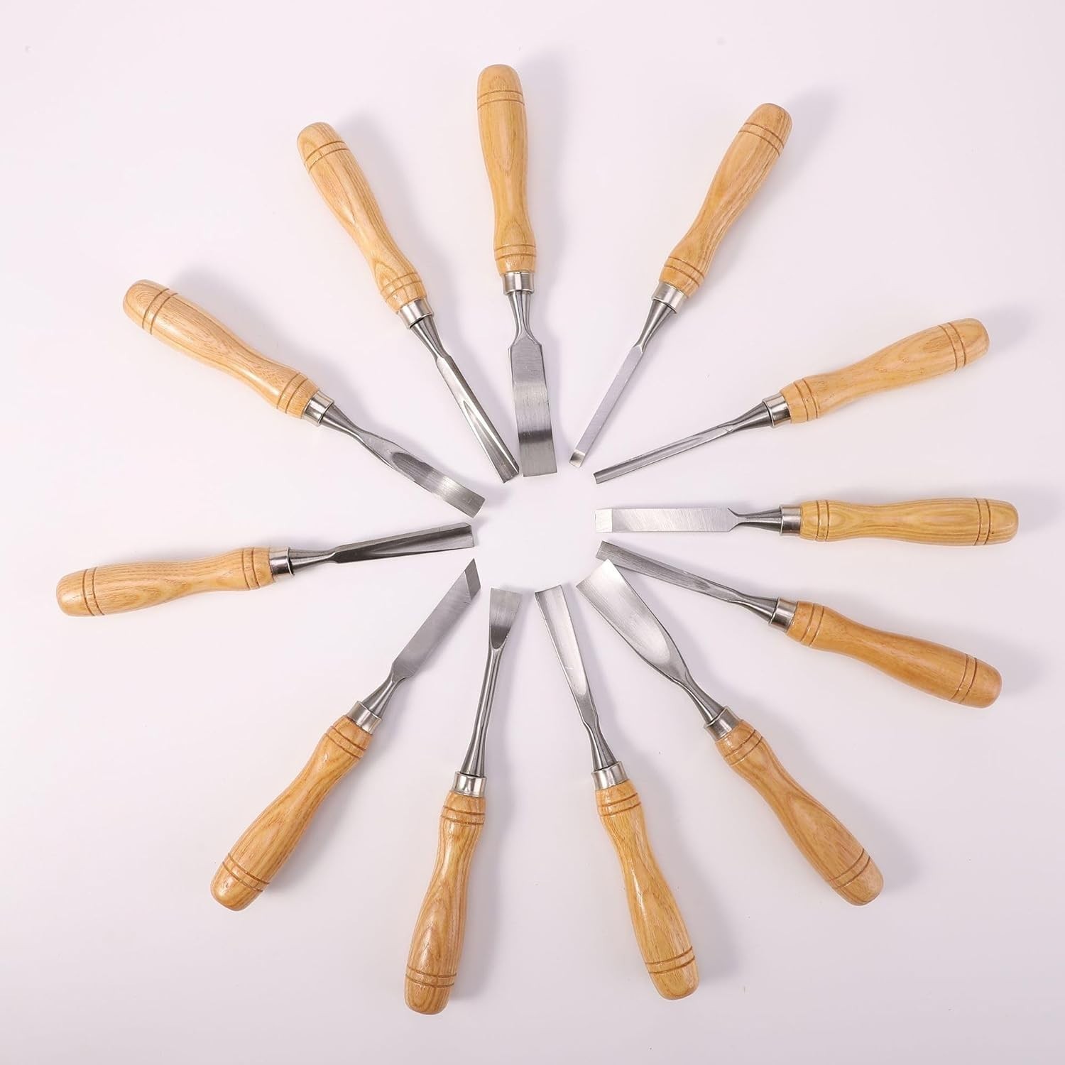 12-Pieces Woodworking Wood Chisel Carving Tool Set with Wooden Box