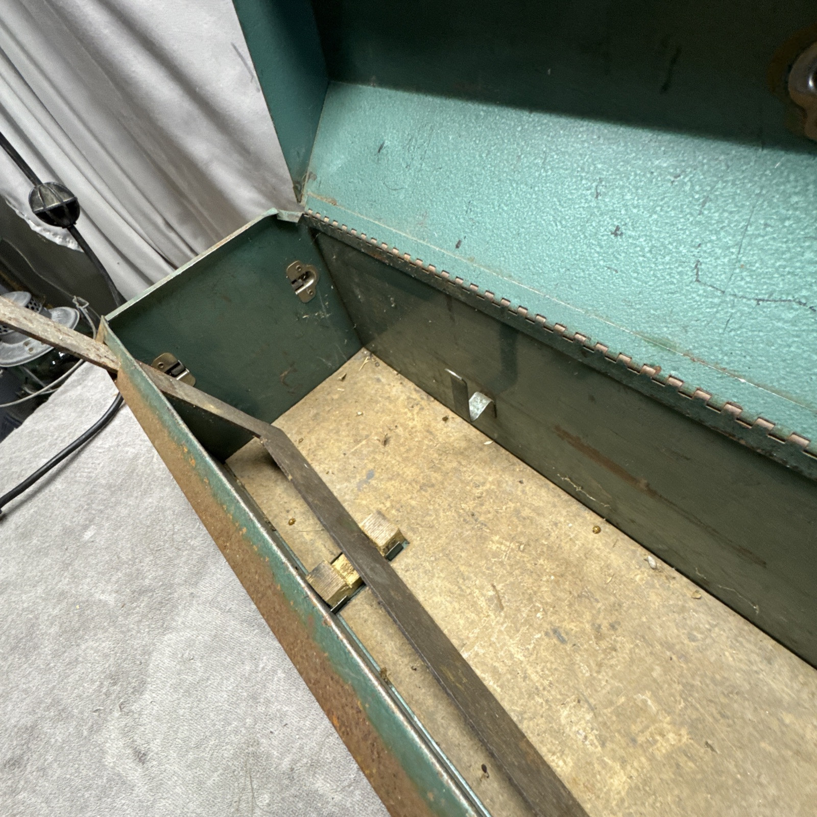 R• Vintage Antique Waterloo Metal Box Tool Chest 42”L With Square USA