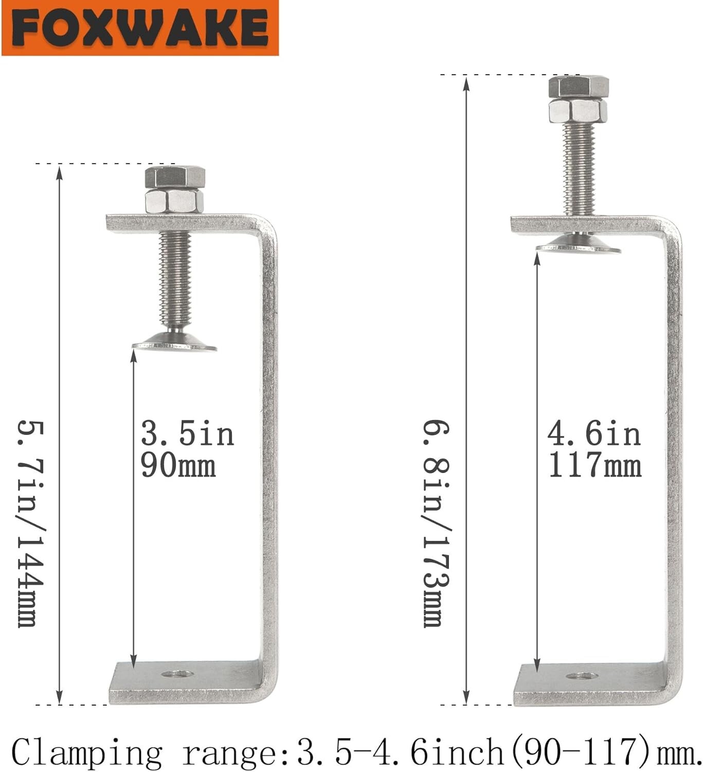 Heavy Duty 4.6-Inch Adjustable C Clamps – Stainless Steel Desk Clamp Set of 2