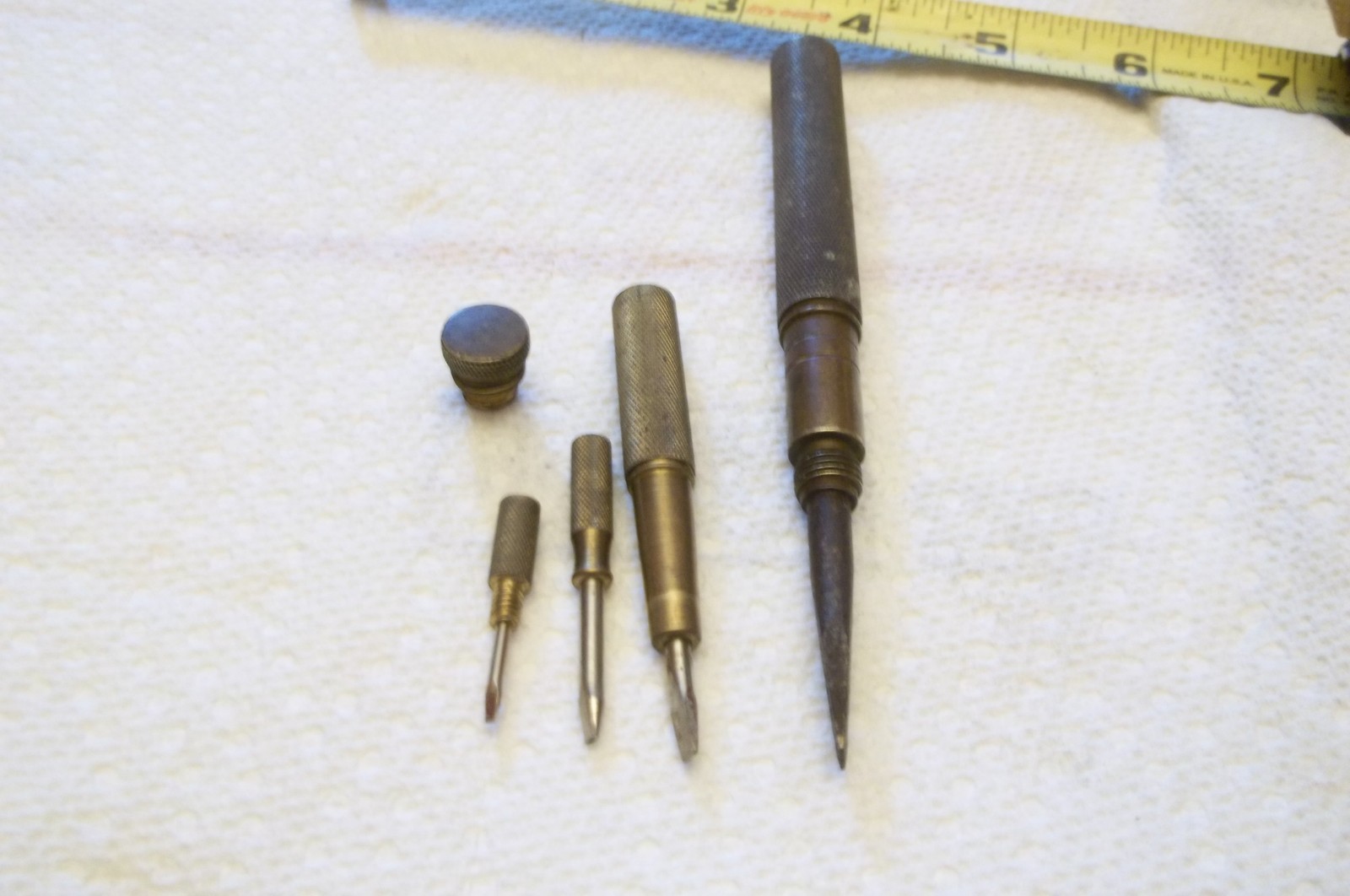 Vintage Brass Nesting Screwdriver Set Of 4 Flat Head 5 1/2 INCHES LONG