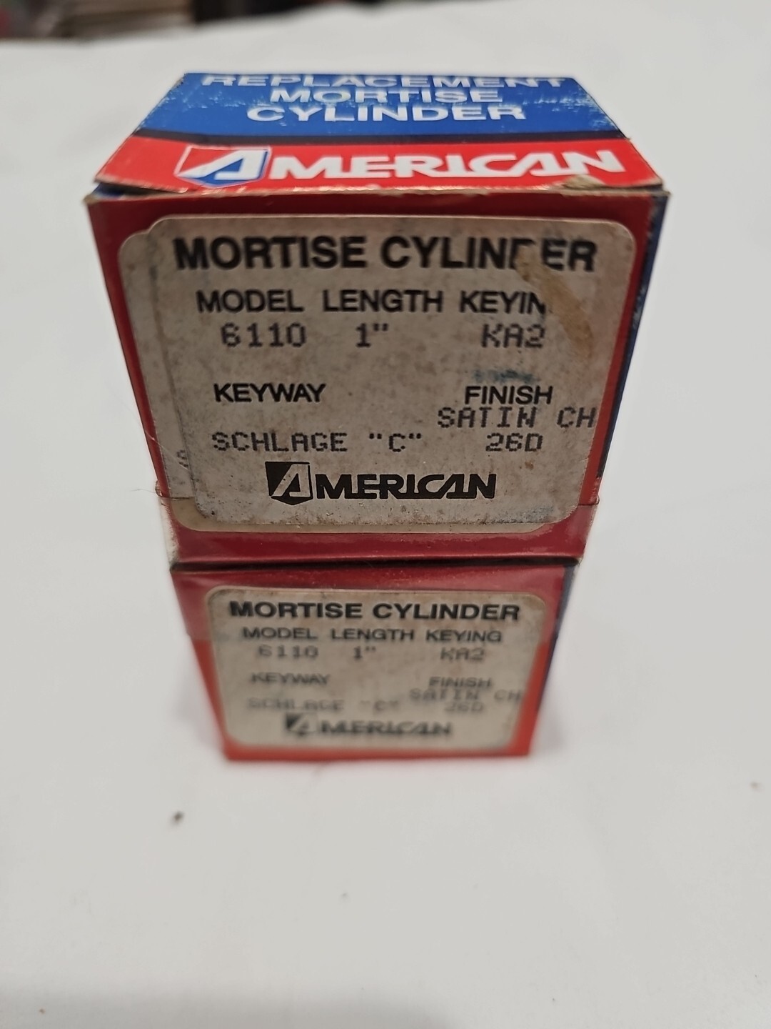 Lot Of 2 American Lock Co. 1″ Mortise Cylinder #6110 Keyway Schlage C Satin Nos