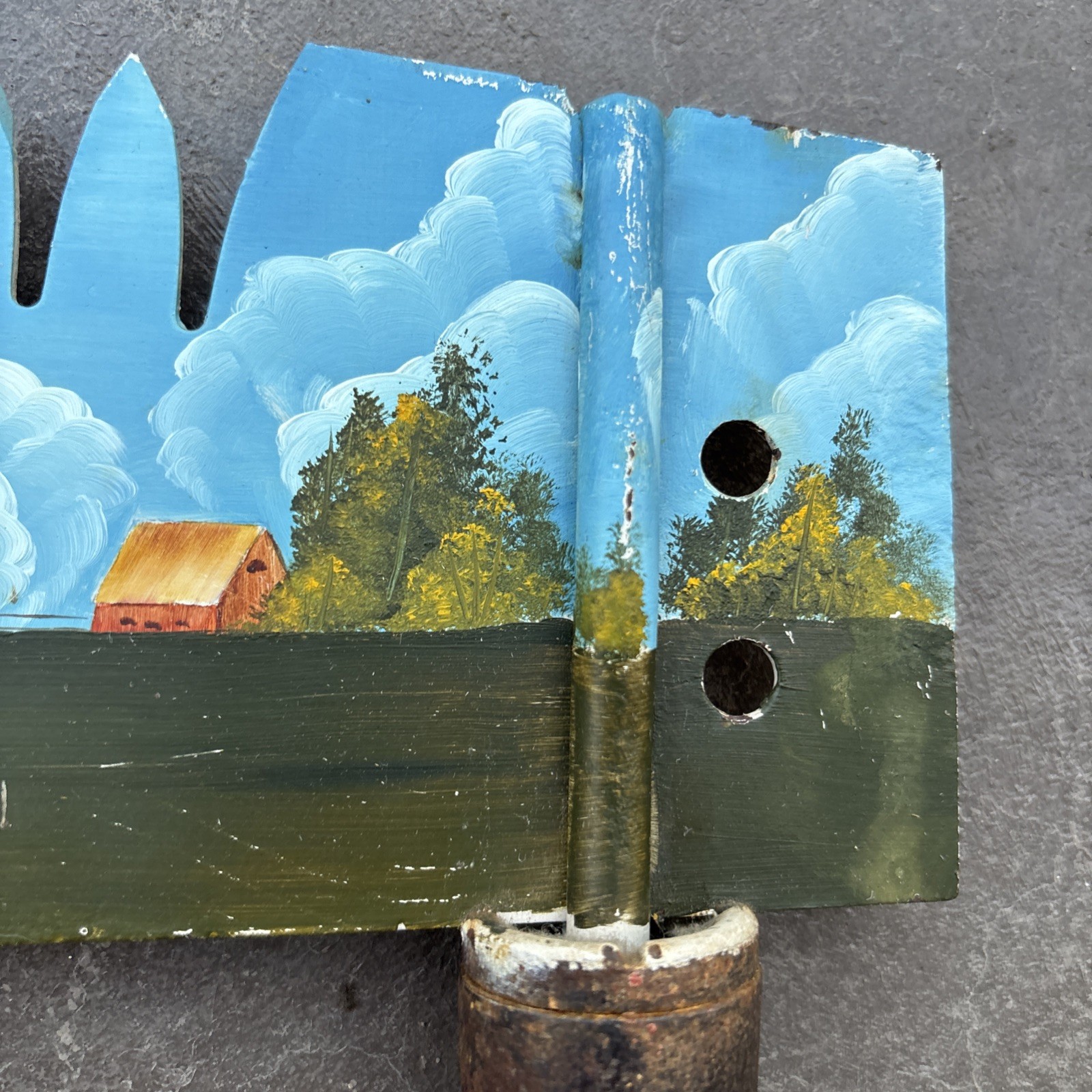 5’6″ Hand Painted 2 Man 2 Handle Crosscut Saw Folk Art Country Farm Amish Barn