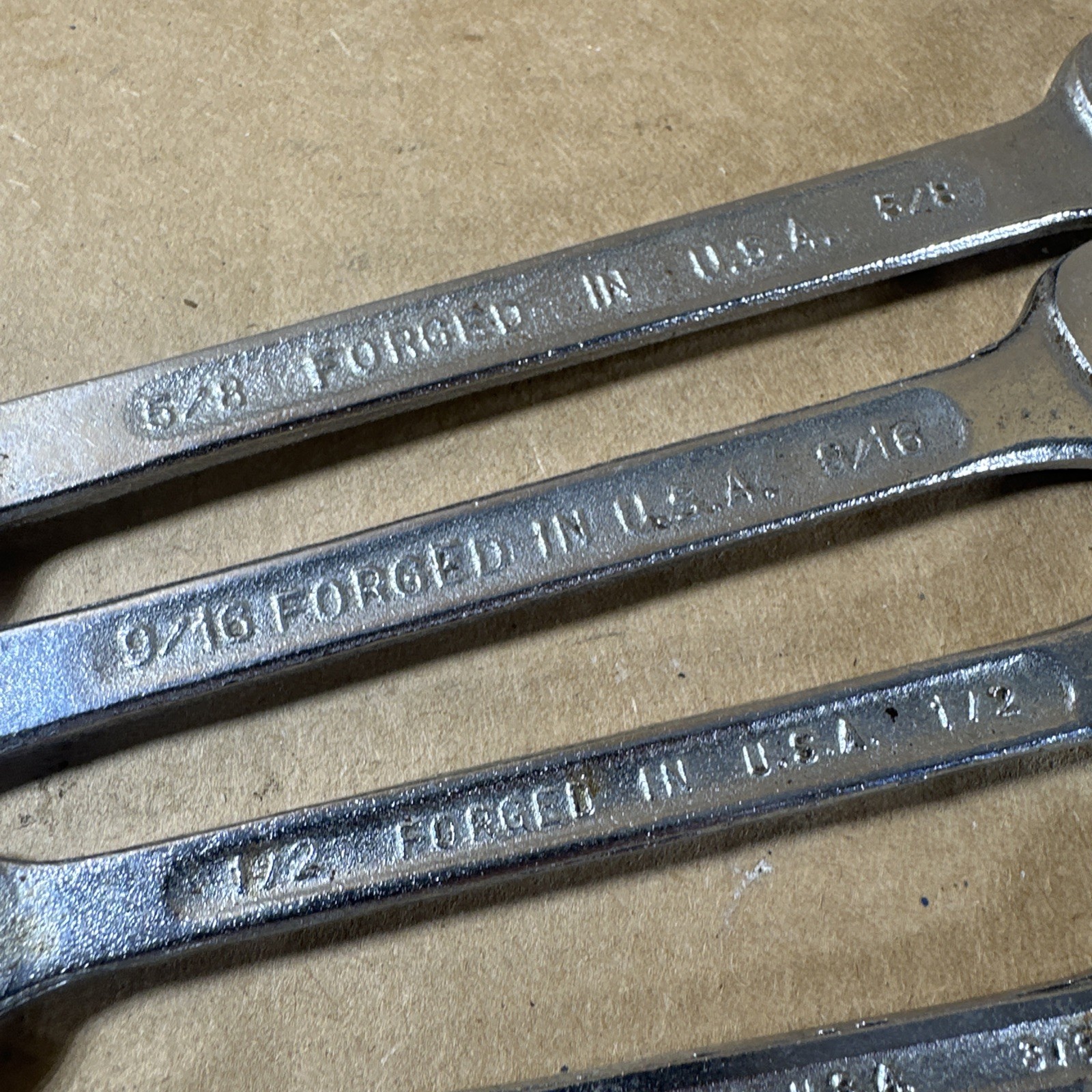 Vintage Forged In USA 4 Pc. Combination Wrench Set 3/8” – 5/8” Inch SAE 12 Point