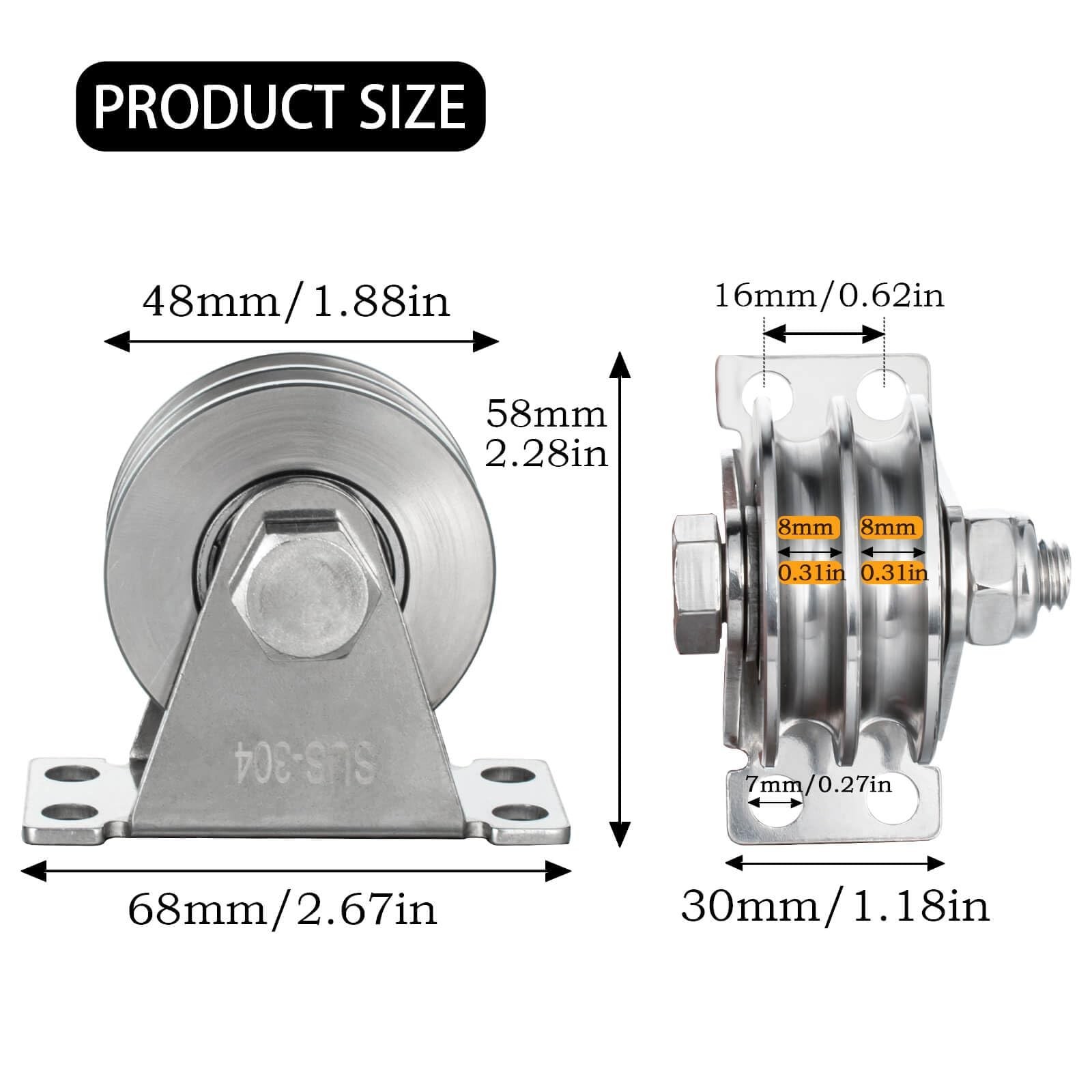 Double Groove Cable Fixed Pulley Block, Heavy Duty Stainless Steel, Bearing I…