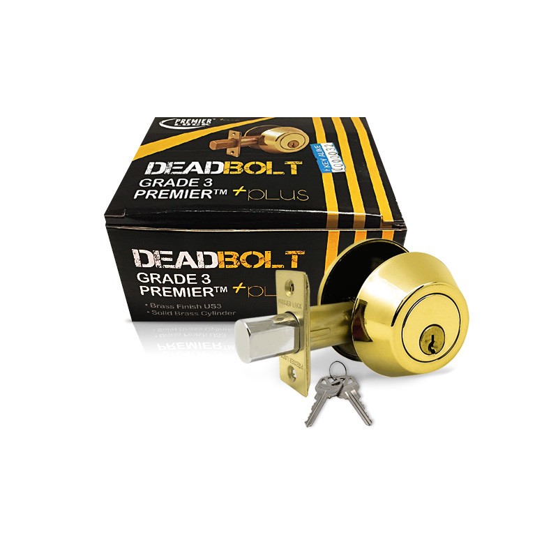 Lot of 6 – Grade 3 – Entry Door Deadbolt Keyed Alike Brass + 12 Keys GR3DB03