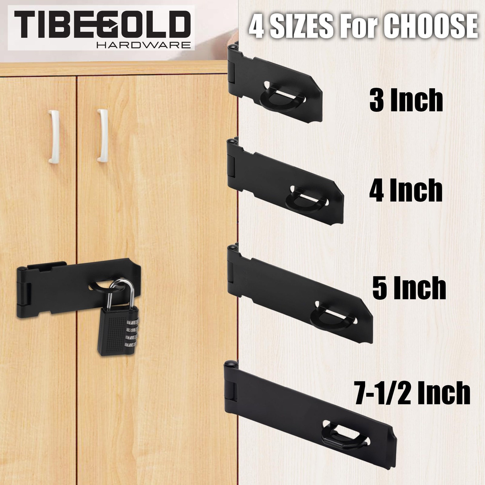 TIBEGOLD 4 Inch Door Lock Hasp Latch, Security Packlock Clasp 4