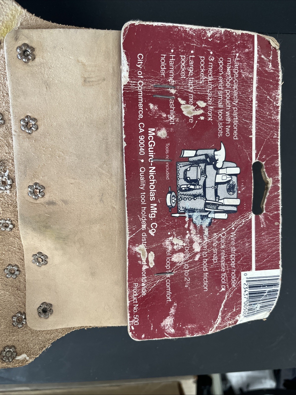 Vintage NICHOLAS No. 500, LEATHER 10 POCKET TOOL POUCH w/original cardboard