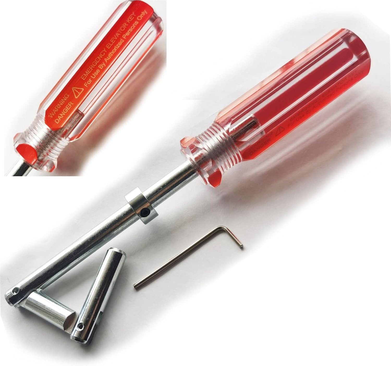 Elevator Drop Key Double Knuckle Emergency Drop Key Red Handle with Printed Warn