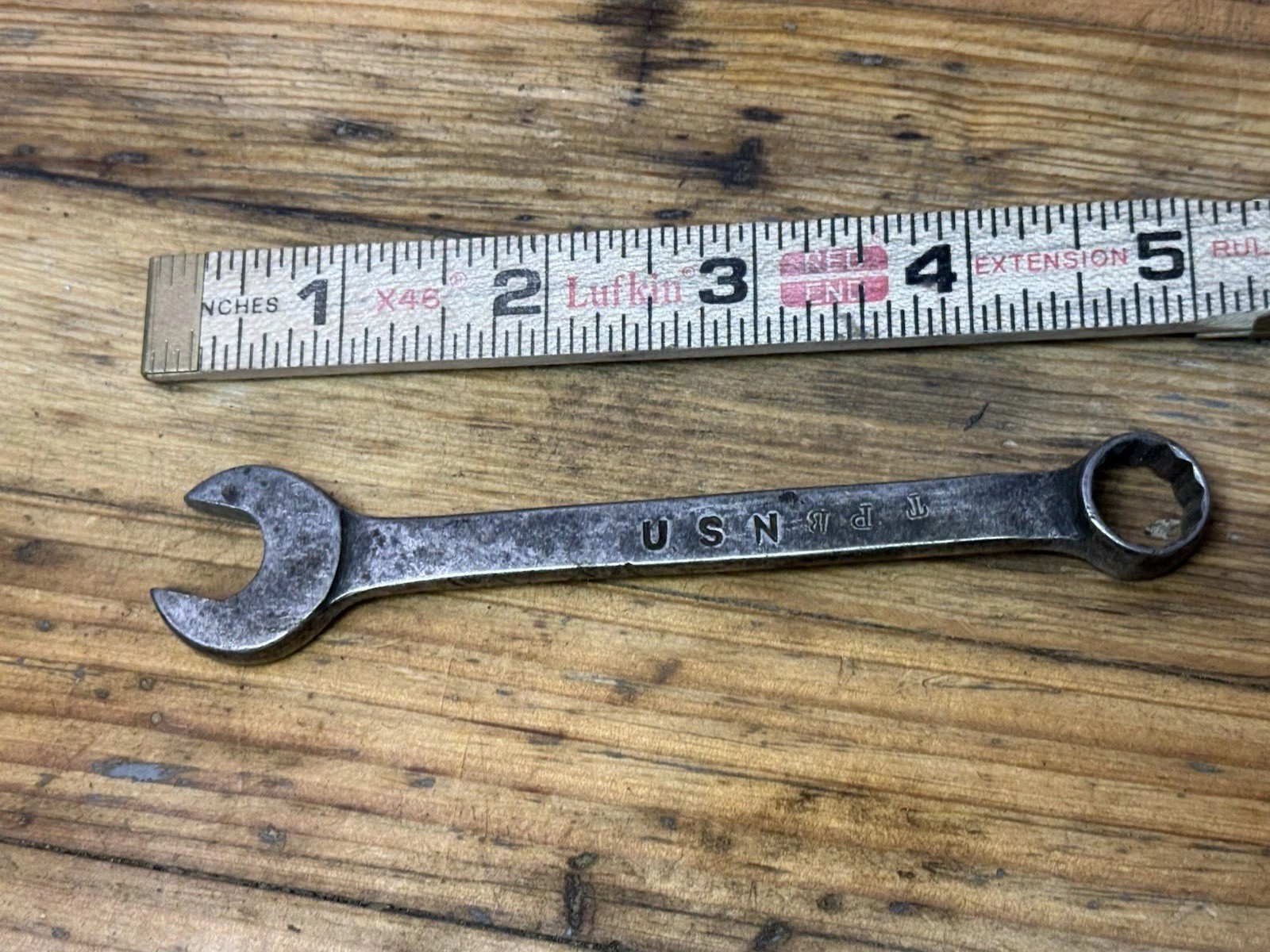 Early USN Navy Plumb Los Angeles LA Combination Wrench 7/16″ 1214 USA