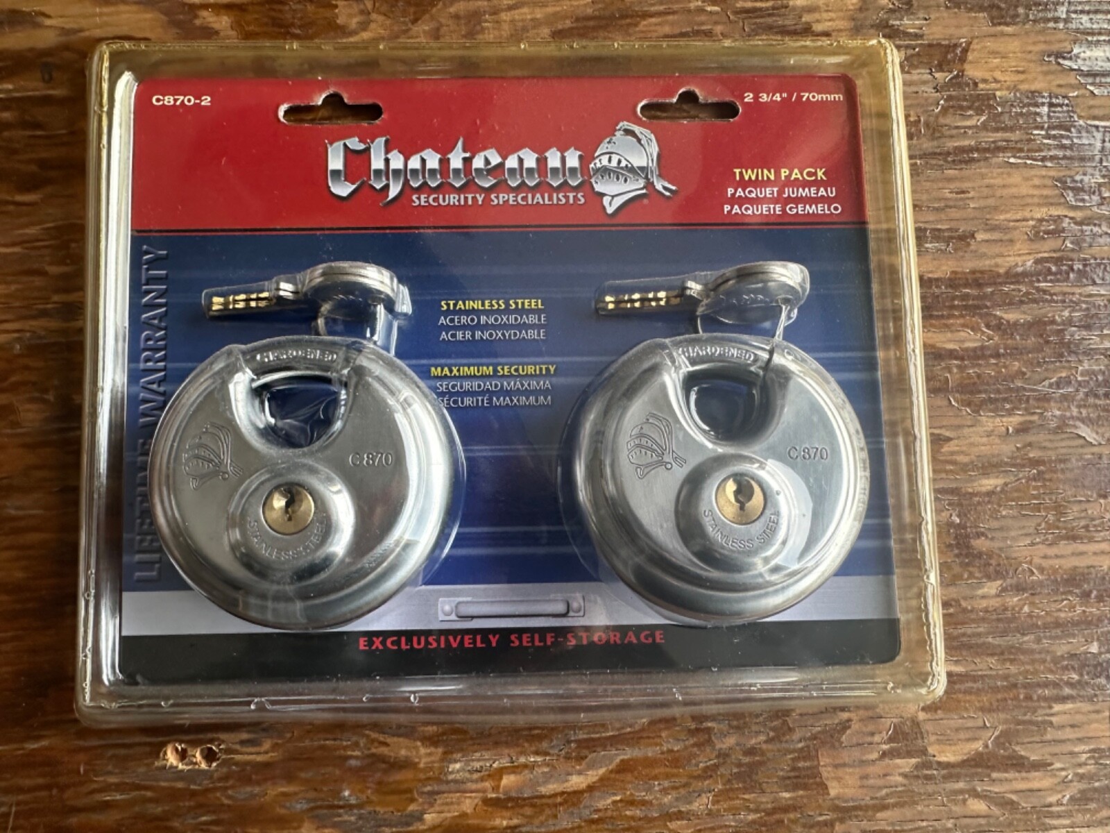 Chateau Self Storage C8702 C870-2 Twin Pack Padlocks Locks MIP Lot Lifetime Warr
