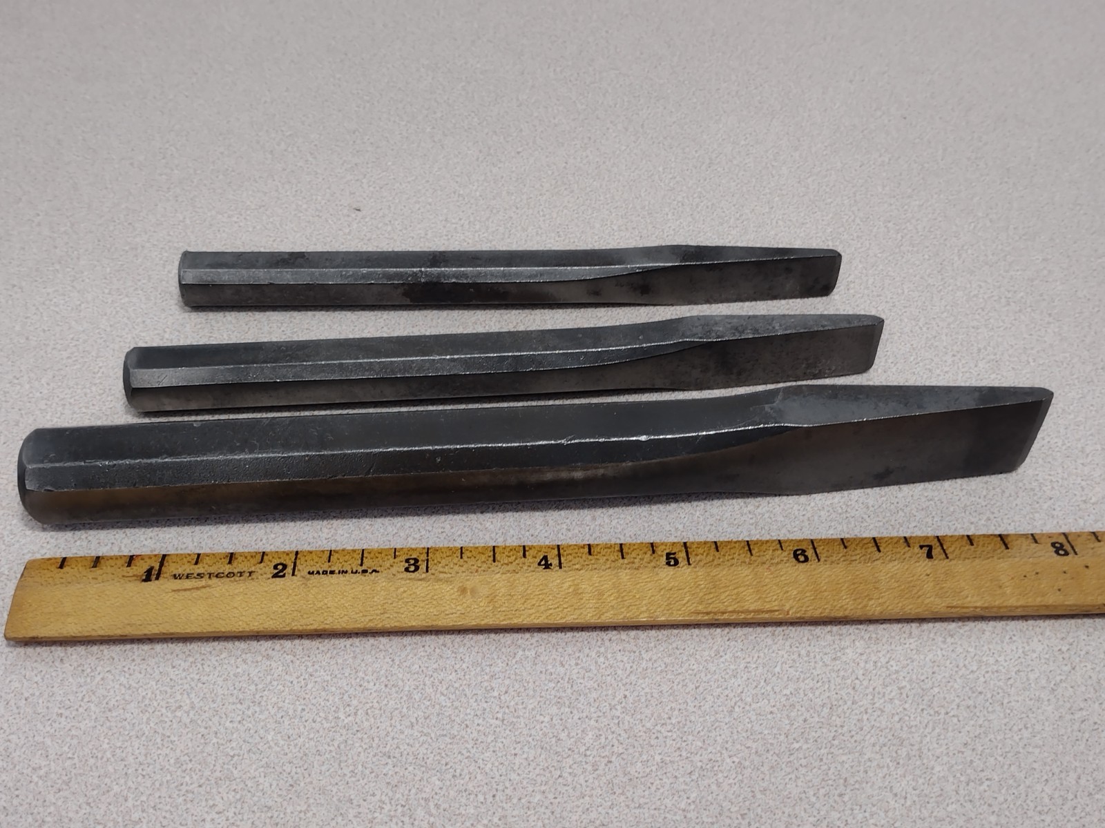 Vtg Snap-On Tools Lot of 3 Flat Blade Chisels 7/8, 5/8, 1/2 PC828, PC820, PC816