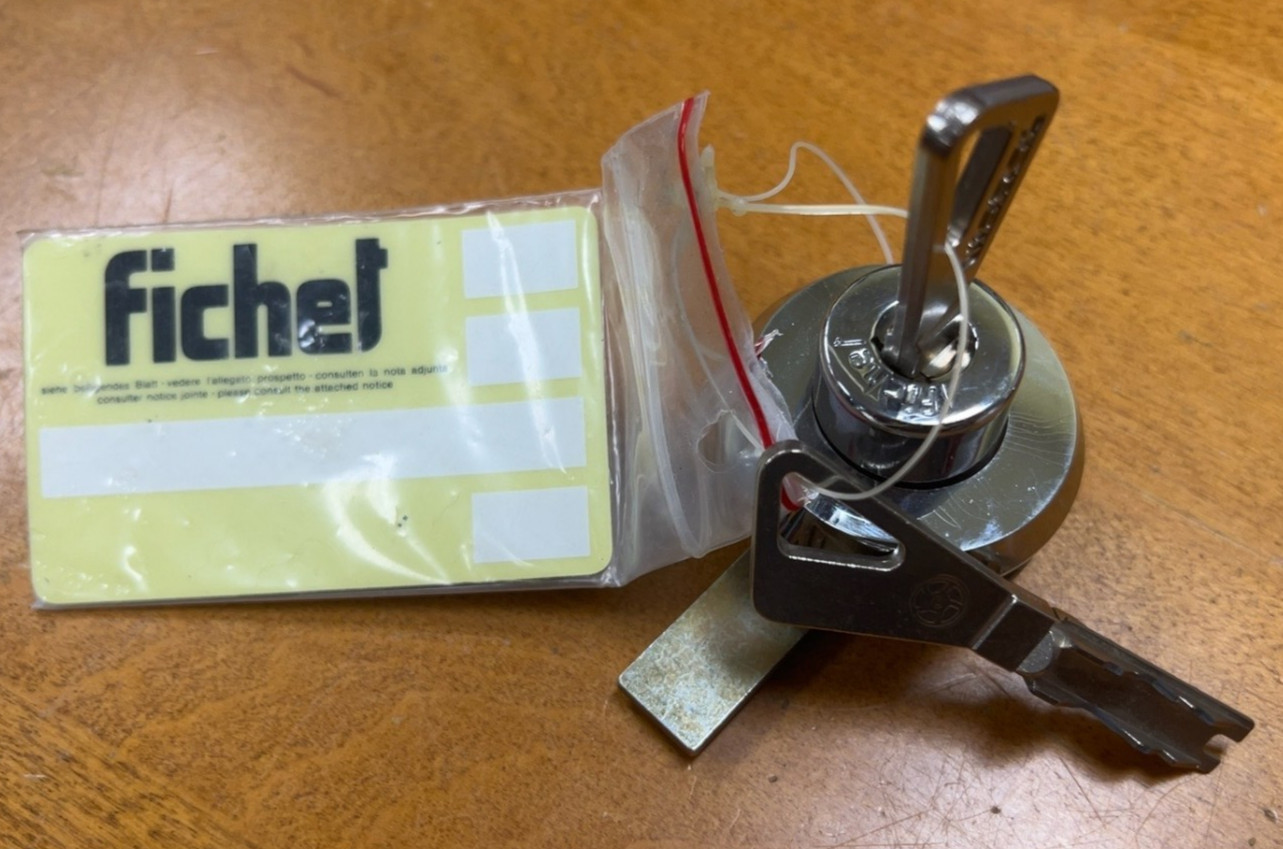 Fichet 484 Monobloc High Security Rim Cylinder NOS w/ 2 Keys & Code Card