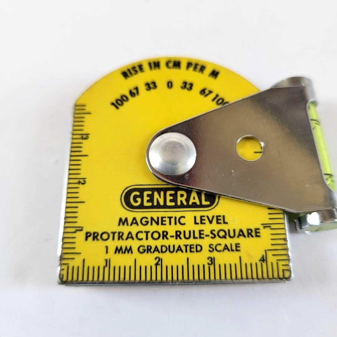 Vintage General Magnetic Level Protractor 1mm Degree Graduated Scale USA