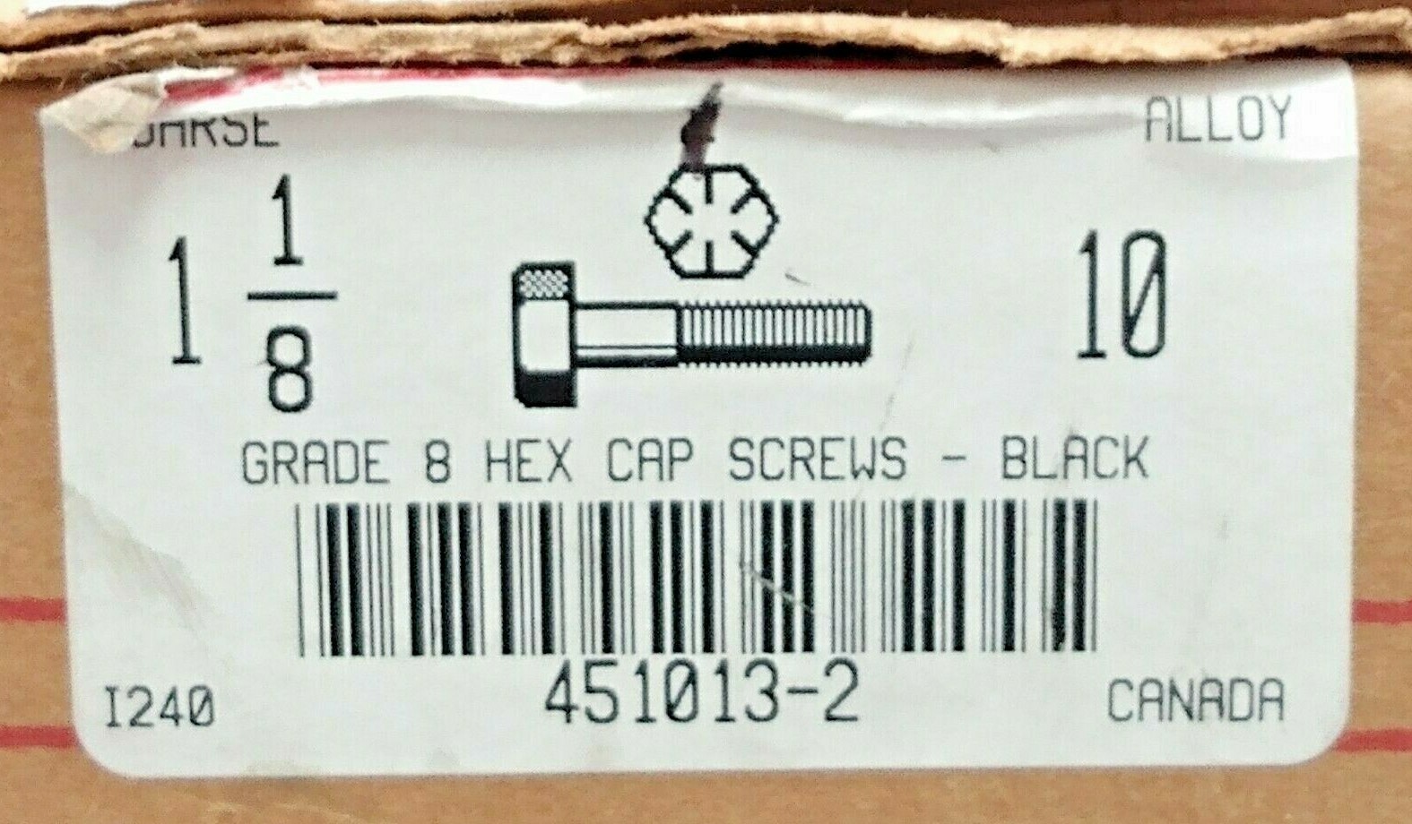1PC Brighton Best 1-1/8 – 7 UNC, 10″ Head Hex Head Cap Screw, Gr 8 (NEW)
