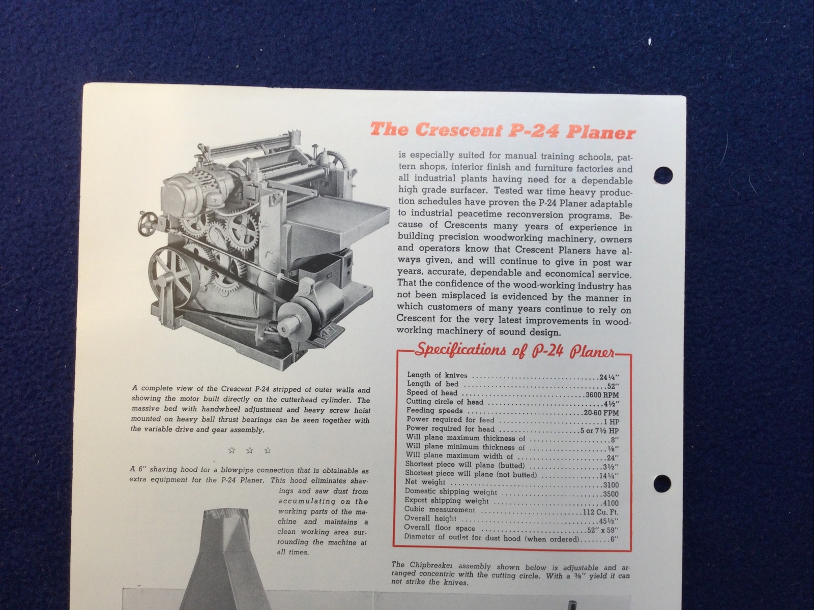Vintage 1950 DELTA MILWAUKEE P-24 Planer Catalog