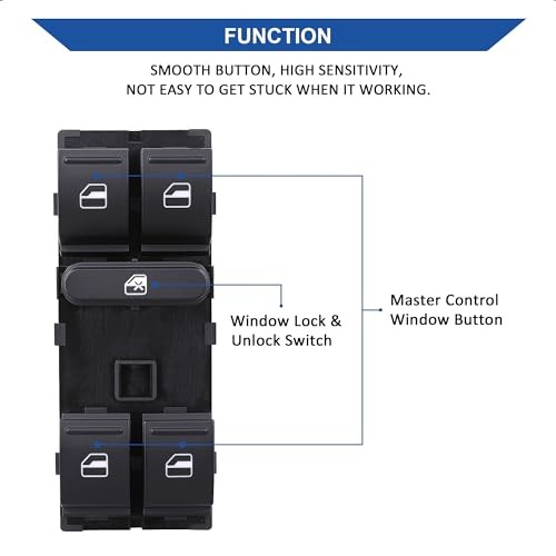 Driver Side Power Master Window Switch, Compatible with 2005-2014 VW