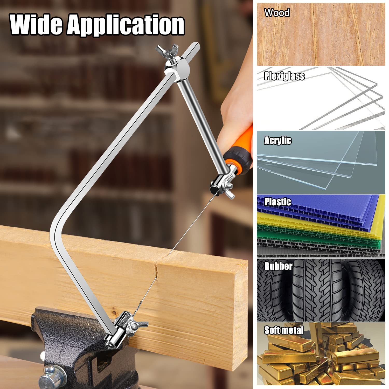 Sutekus Coping Saw Hand Saw Wire Jigsaws Fret Saw with Extra 5 Spiral Wire Blade