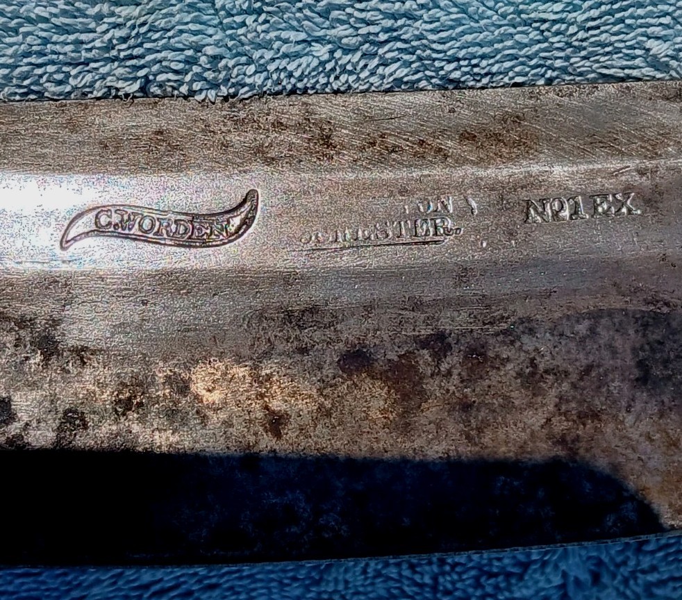 Antique D.R BARTON Draw Knife 1EX Curved Angle 16-1/2L 6-7/8Cut Sold @ C. Worden
