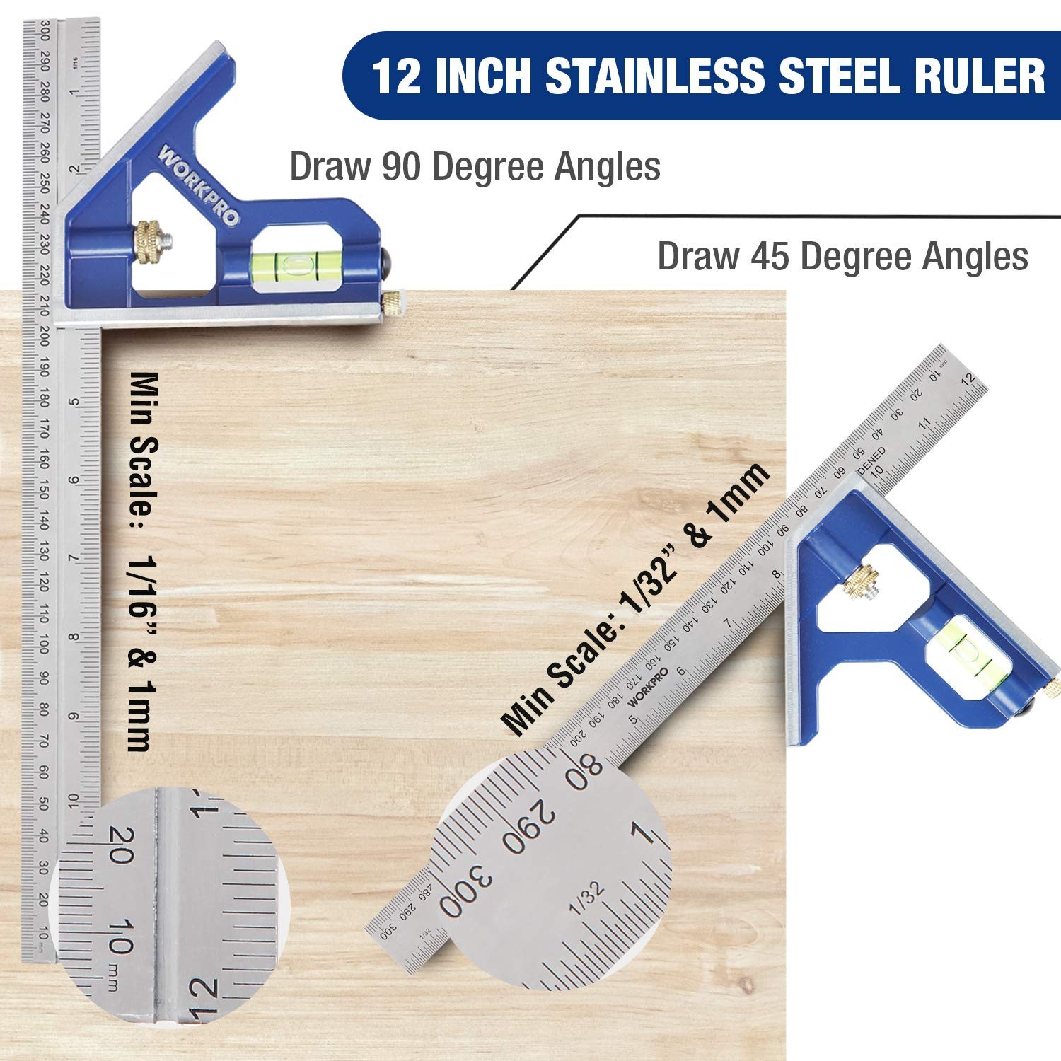 Aluminum Alloy Carpenter Square and Zinc-Alloy Square Ruler Set – 7 in. Rafte…