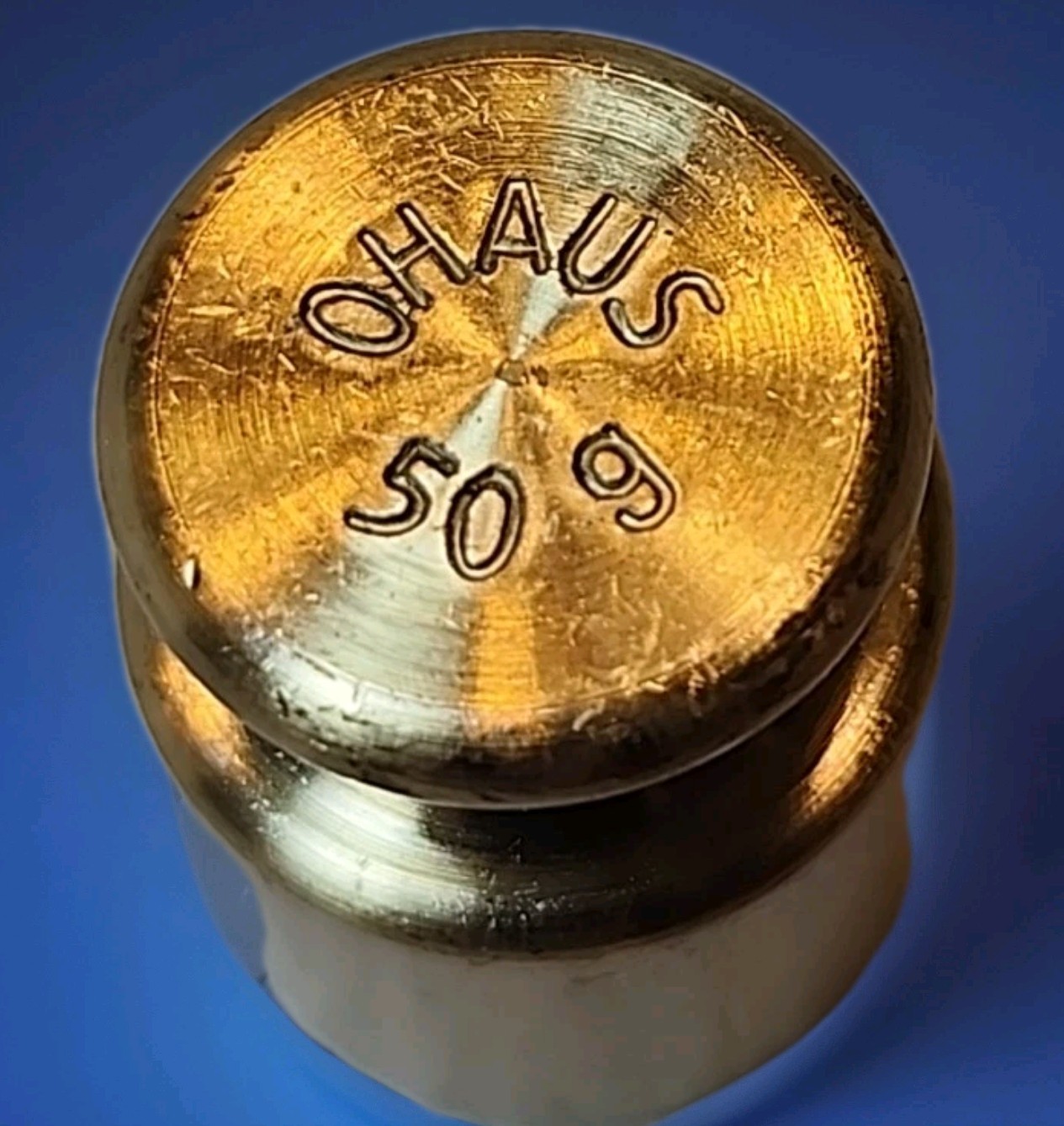6 Ohaus Vintage Brass Calibration Weights 50g-2g