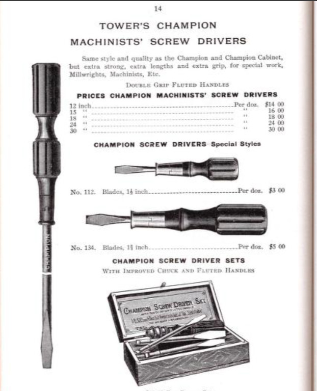 ATQ Tower Lyon CHAMPION Machinists’ 3/8″ x 12″ Flat Screwdriver Two-Hand Grip