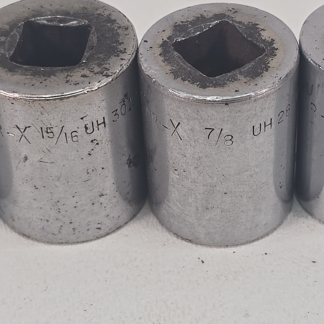 Qty 6 Par-X (Snap On) 1/2″ Drive 6Pt Standard Sockets 9/16″ to 1-1/16″