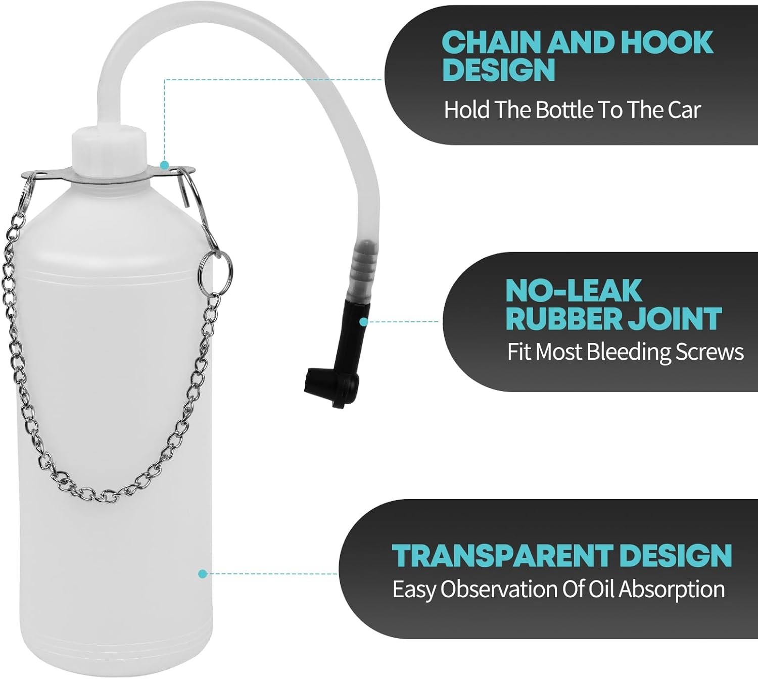 3L Brake Bleeder Kit, Manual Vacuum Pump w/ 4 Master Cylinder Adapters 1L Bottle