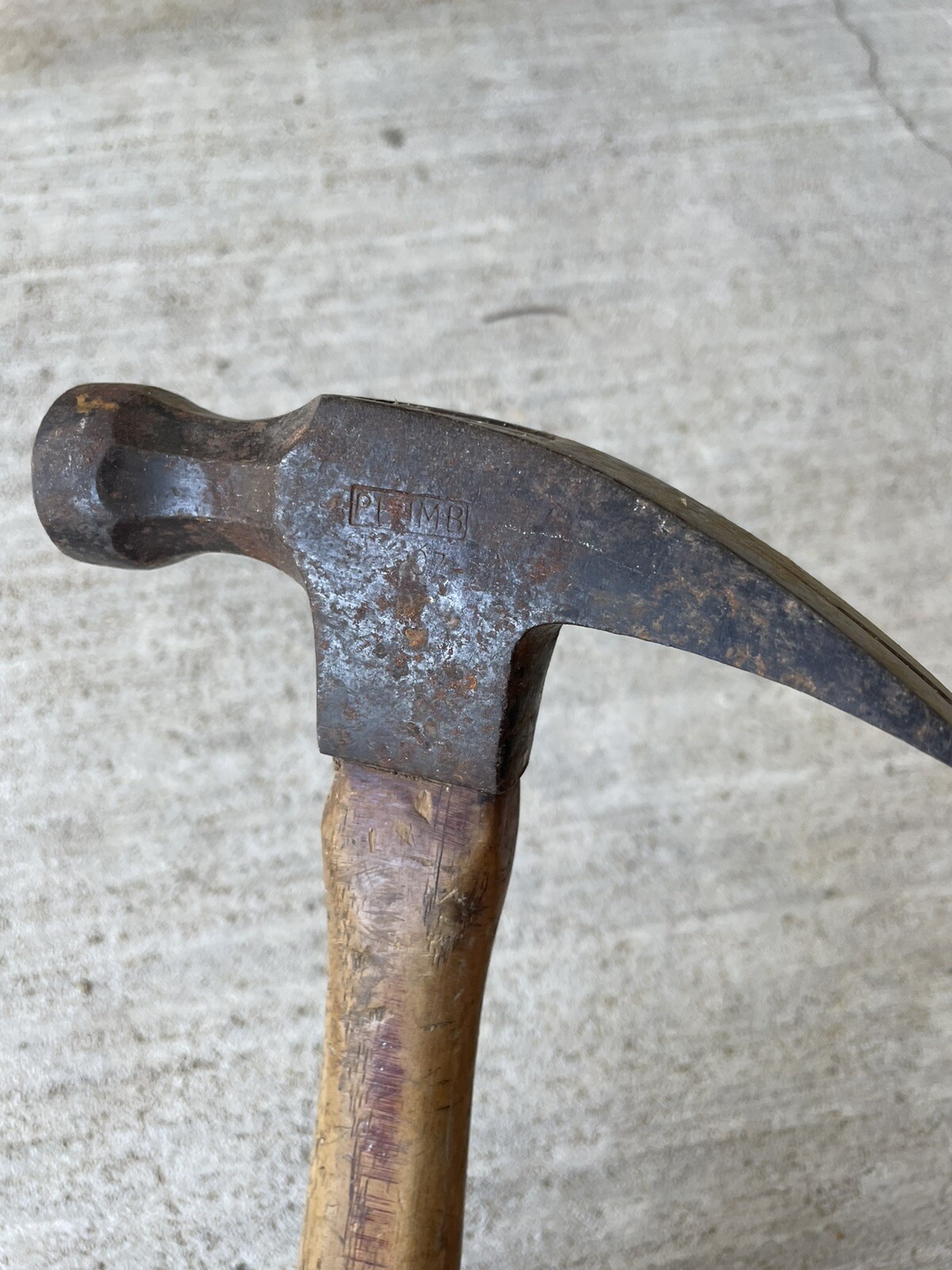 VTG PLUMB Straight Claw Hammer W/ WOOD HANDLE NL+