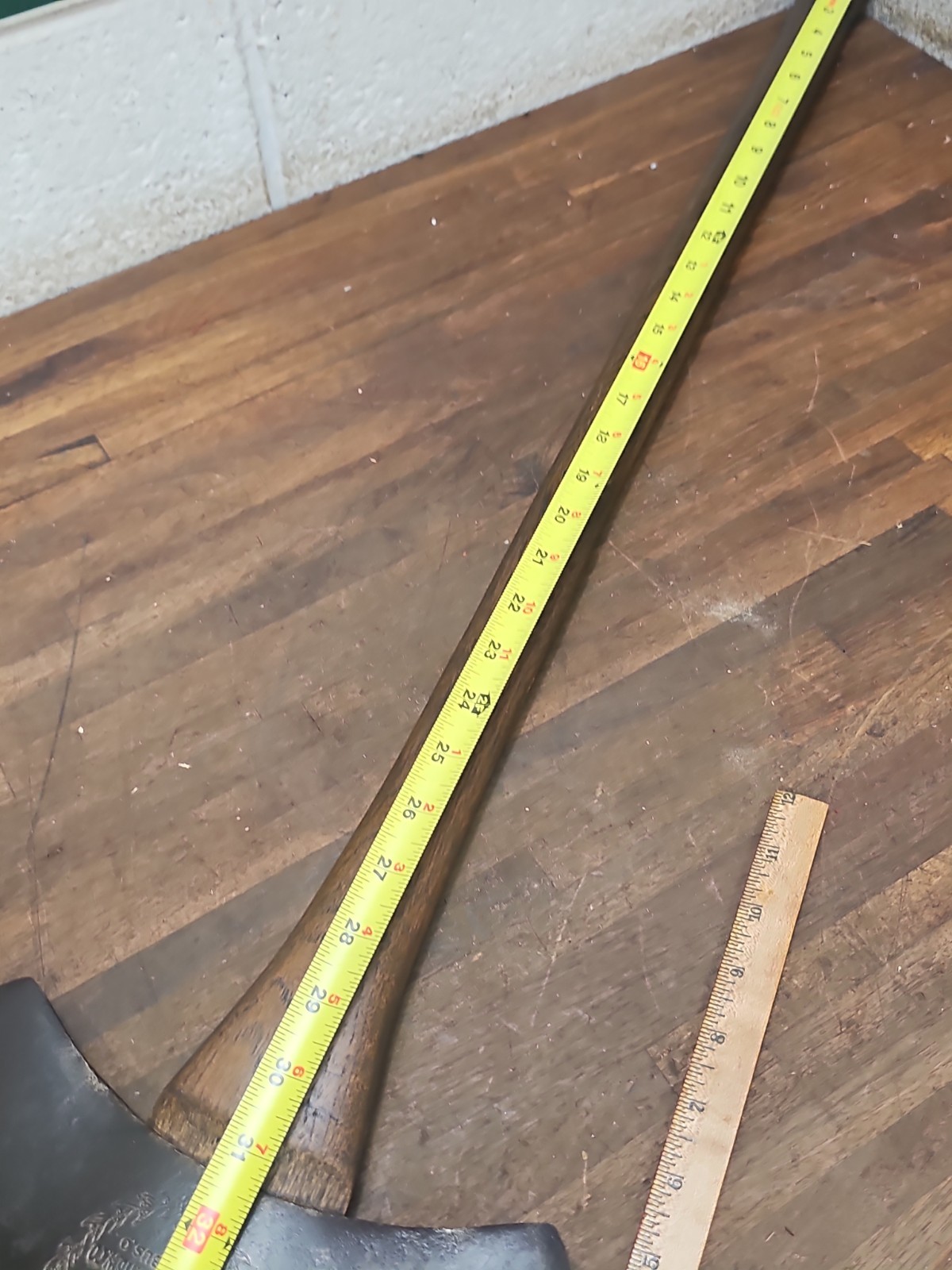 P81- antique Smith Bros Cut Easy Double Bit Axe Wreath Embossed Axe Columbus OH