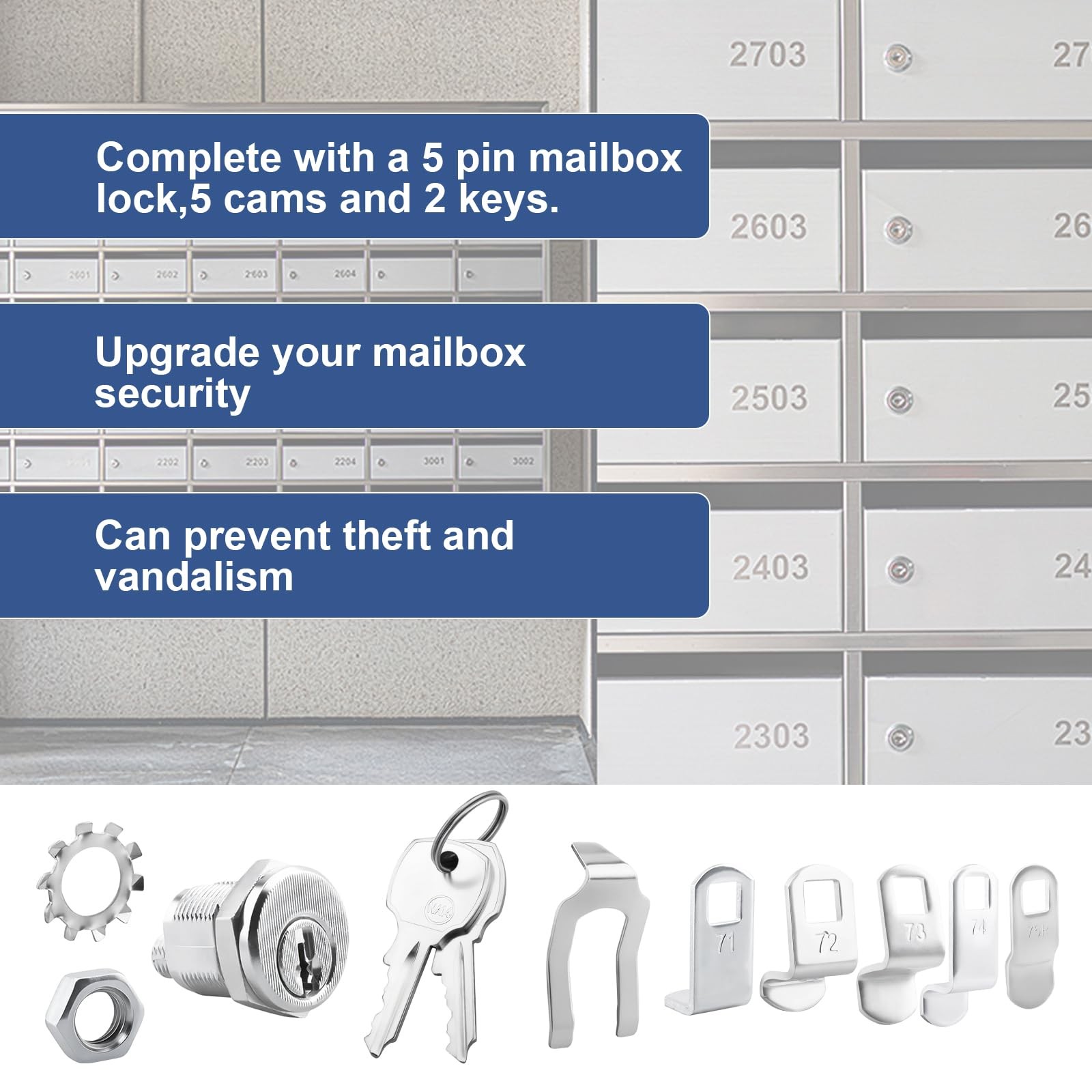 S 4573 Mailbox Lock Replacement Compatible with Auth-Florence Vital Silver