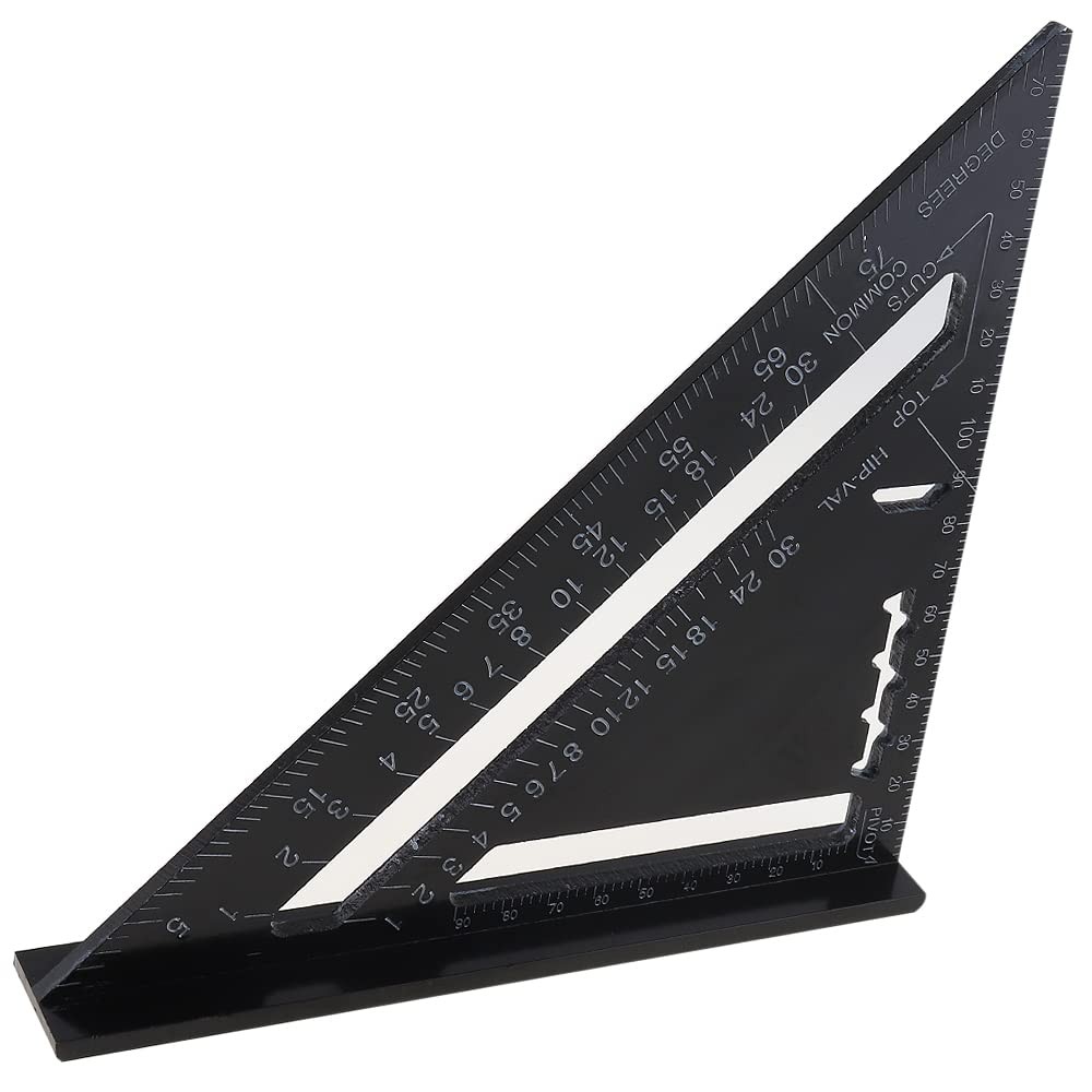 Smgda 7 inch Rafter Square Aluminum Alloy Angle Ruler 90/45 Degrees Black