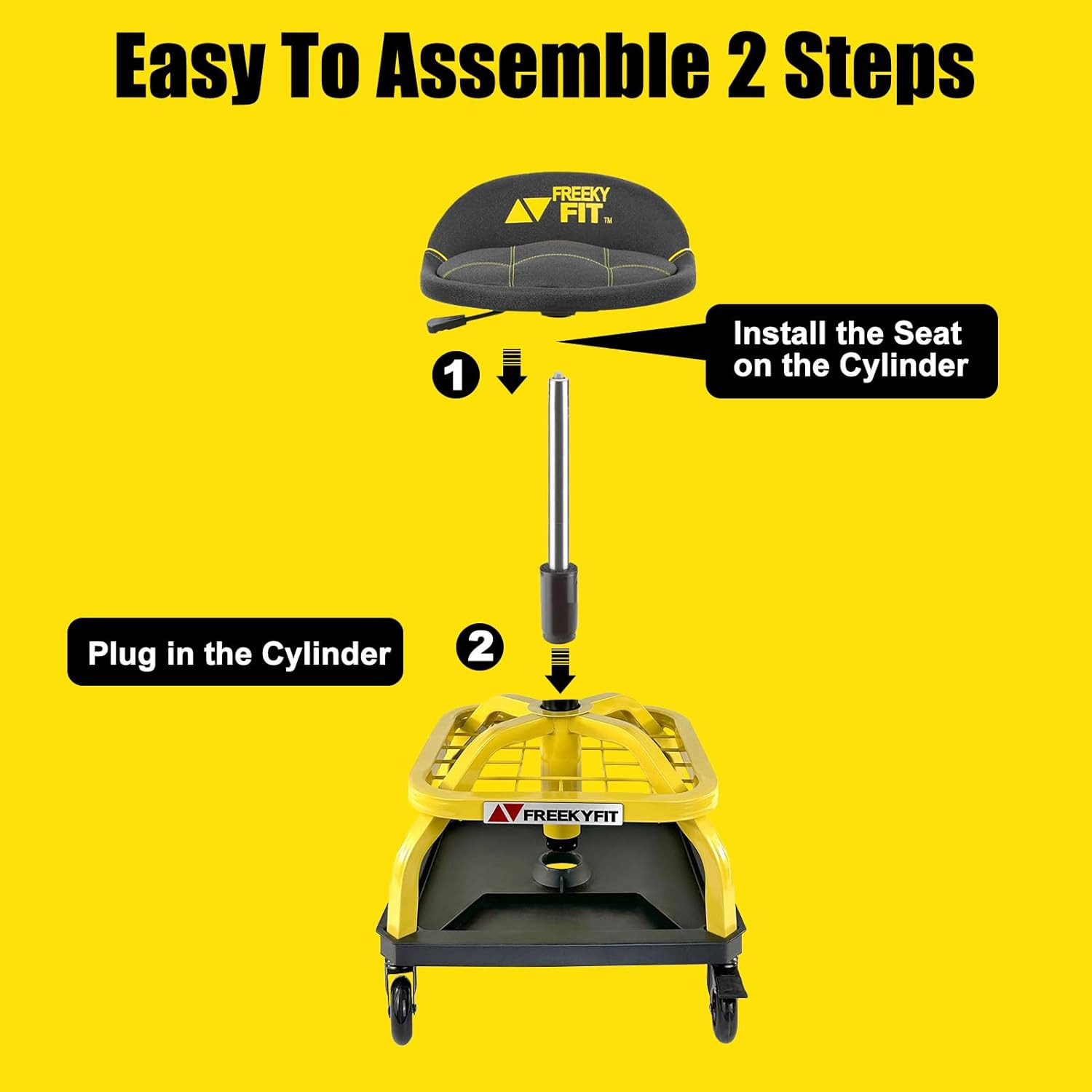 Rolling Shop Stool with Wheels, Garage Work Mechanic Stool with Backrest, Roller