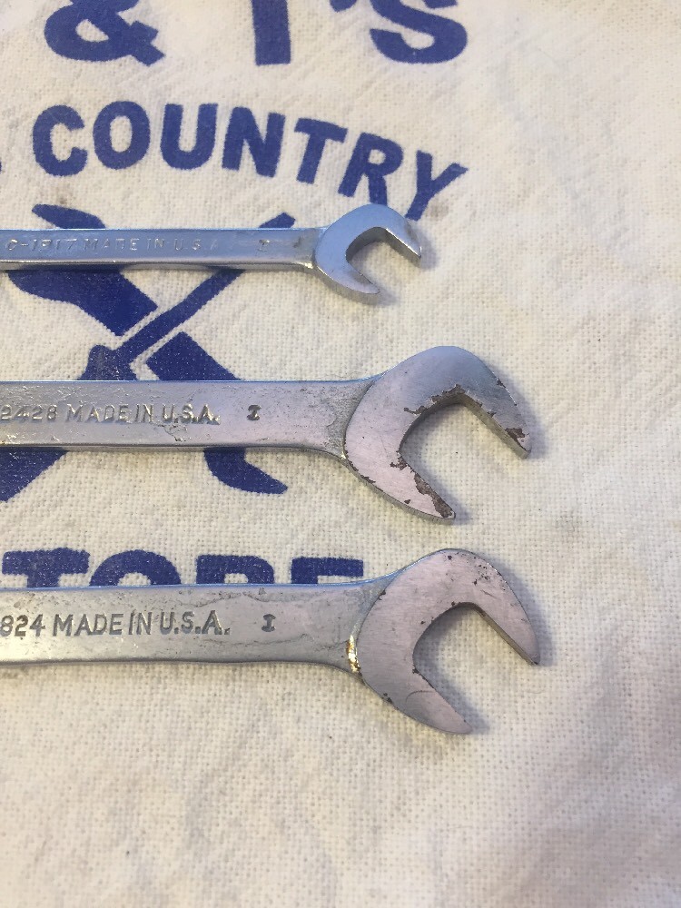 Vintage Blue Point 3pc SAE Ignition Wrench Set C-1917, C-2428, C-2824 USA