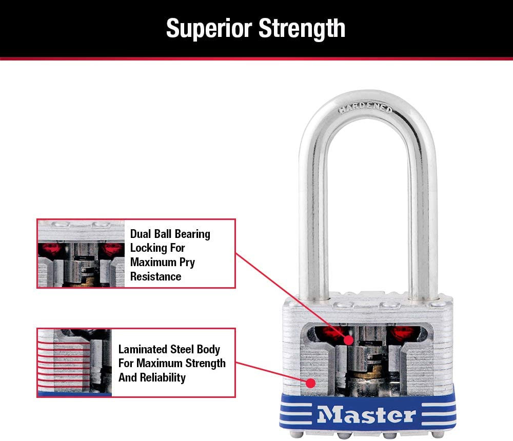 Master Lock Outdoor Padlocks, Lock Set with Keys, Keyed Alike Padlocks with Long
