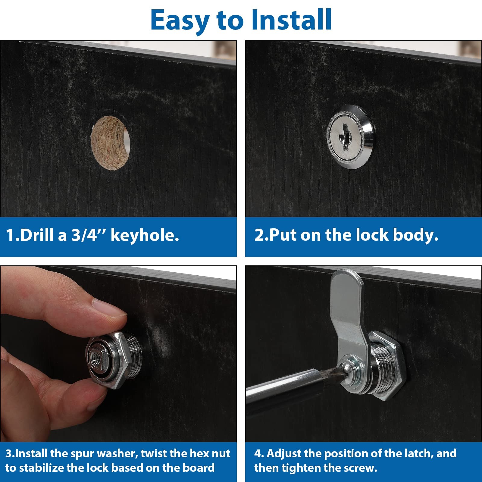 goldenwarm Keyed Alike, Cabinet Cam Lock 1-1/8 Inch File 1-1/8″,