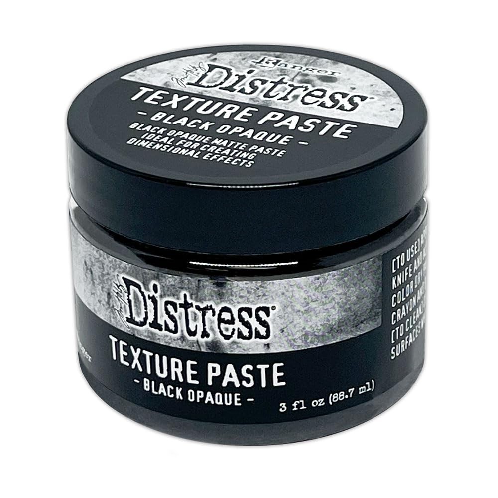 Tim Holtz Ranger Distress Texture Paste-Black Opaque, 3 fl oz Jar,Ink & Pads