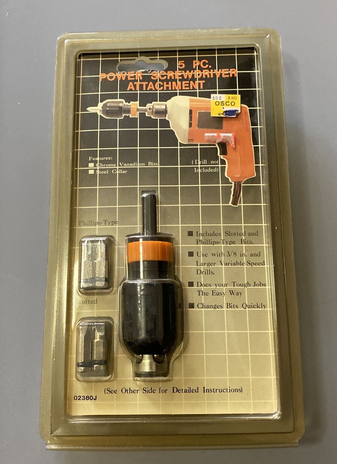 Vintage Test Rite Testrite 5- Pc Power Screwdriver Attachment 02380J New