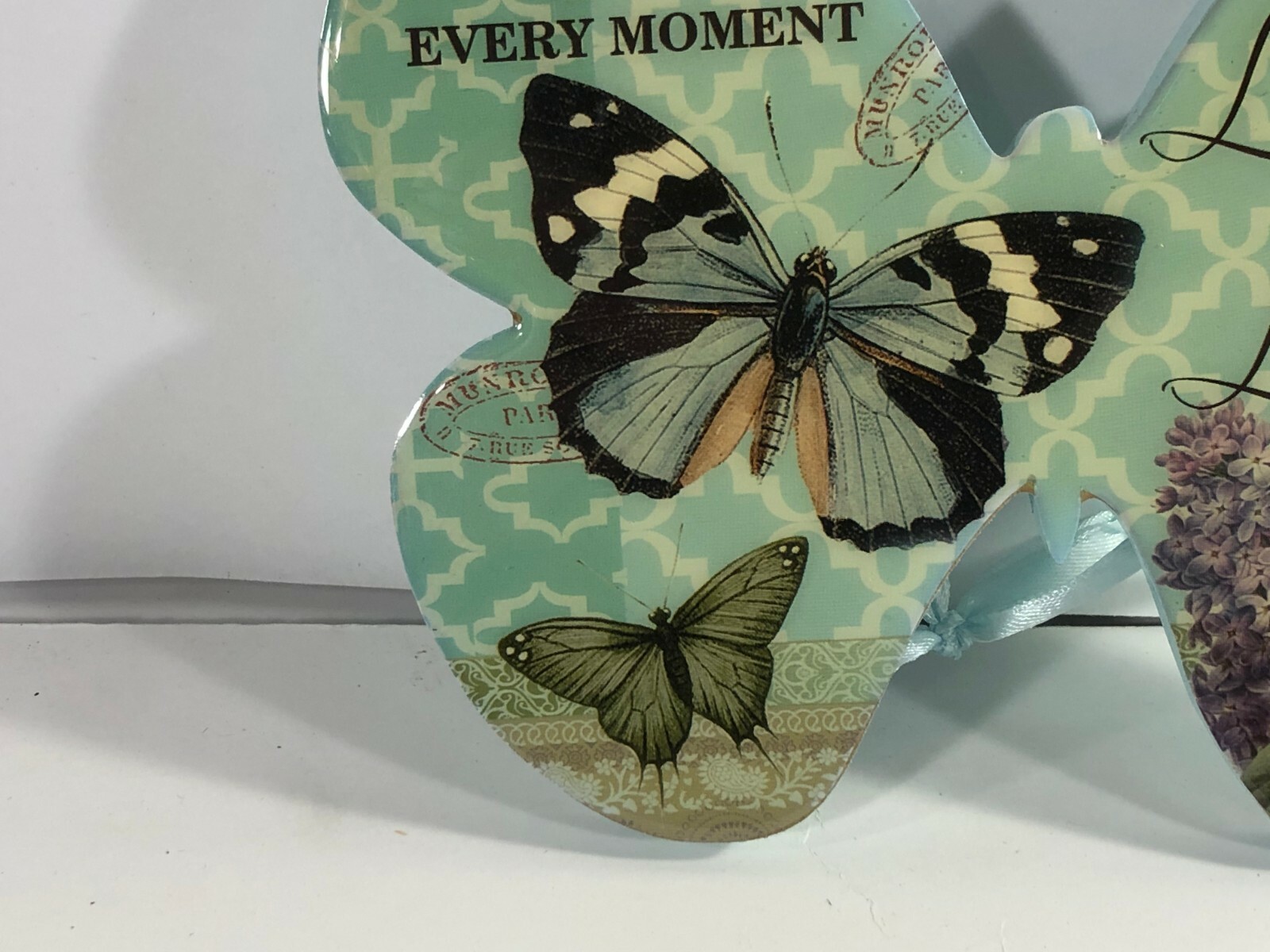 Butterfly Wall Hanging Postmark Paris Egypt Love Every Moment Live Love Laugh