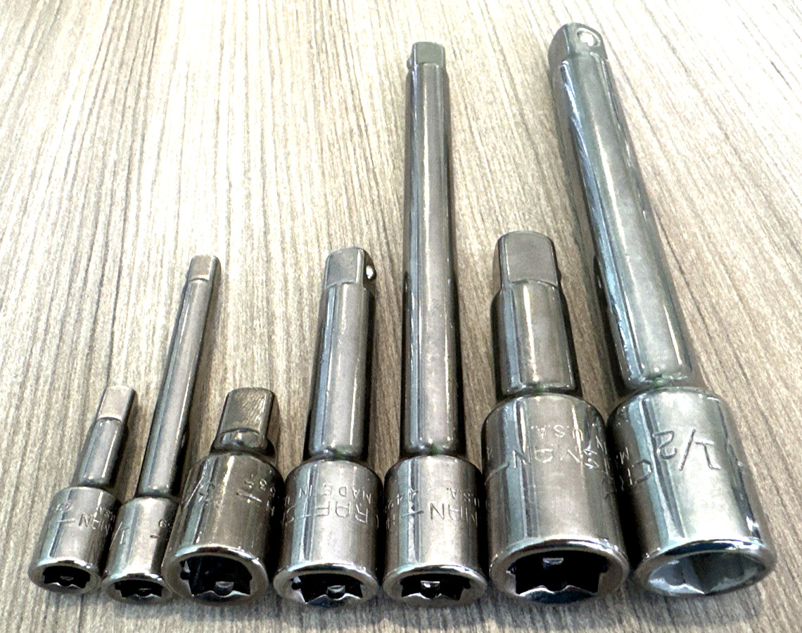 RARE 7 ASS’T CRAFTSMAN EXTENSIONS ALL USA MADE 1-1/2 IN, 3 IN, 6 INCH